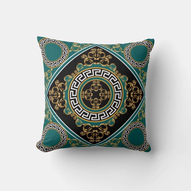 Baroque Gold: Black Elegance Cushion (Front)