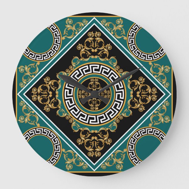 Baroque Gold: Black Elegance Large Clock (Front)