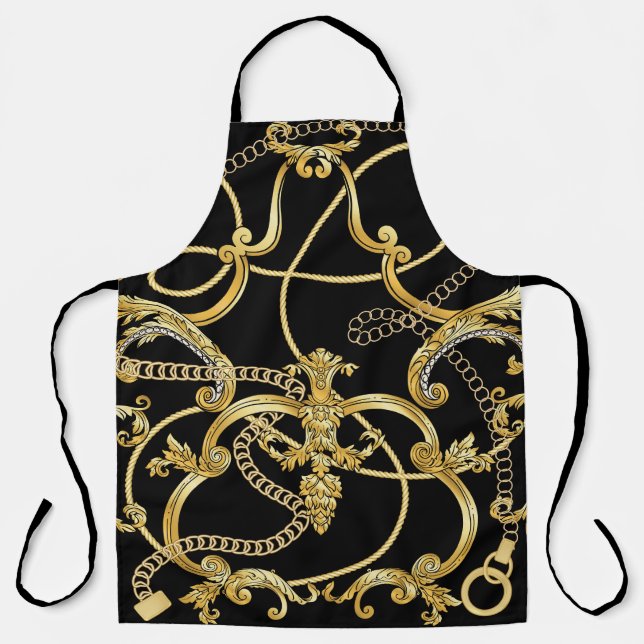 Baroque Gold Chains Seamless Pattern Apron (Front)