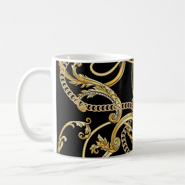 Baroque Gold Chains Seamless Pattern Coffee Mug (Left)