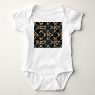 Baroque gold elements, dark teal seamless. baby bodysuit