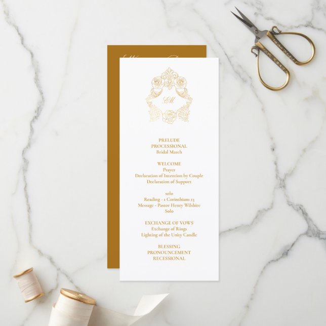 Baroque Gold Foil Wedding Program (Front/Back In Situ)