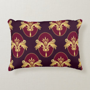 Baroque Gold Sconce Magenta Pattern Decorative Cushion