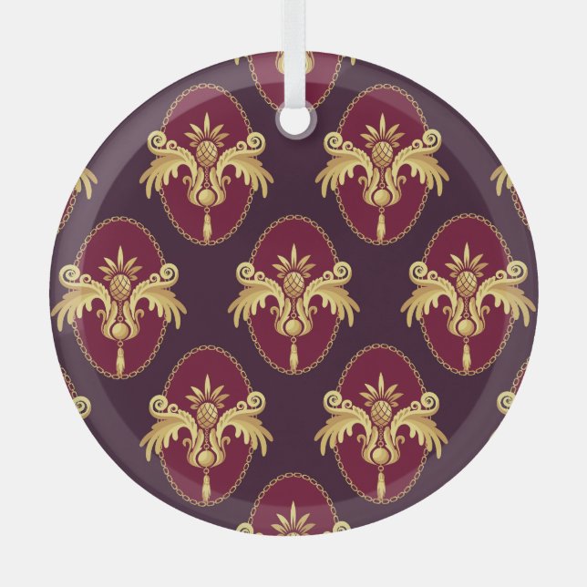 Baroque Gold Sconce Magenta Pattern Glass Tree Decoration (Front)