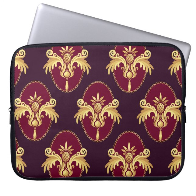 Baroque Gold Sconce Magenta Pattern Laptop Sleeve (Front)