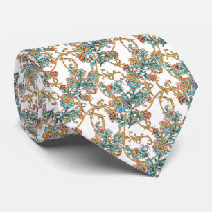 Baroque Golden Floral Elegant Wedding  Tie