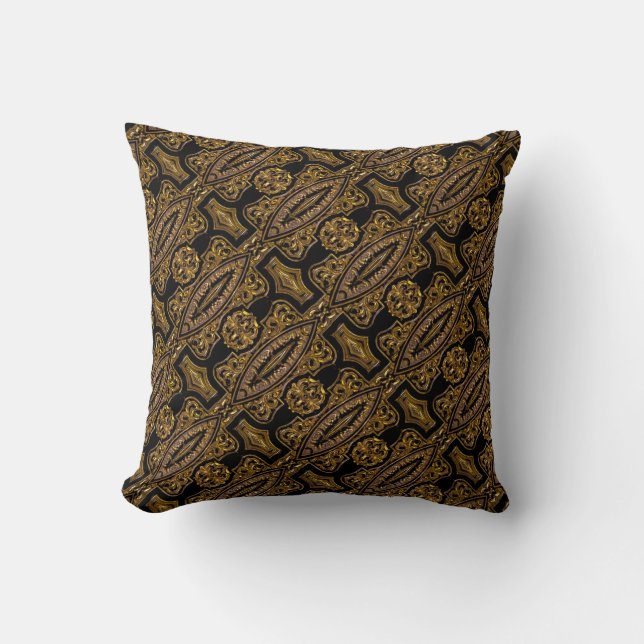 Baroque Golden Ornamental Pattern Cushion (Front)