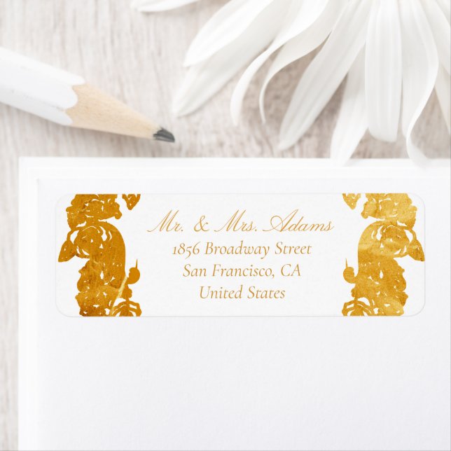 Baroque Golden Ornaments Pre-Addressed Return Address Label (Insitu)