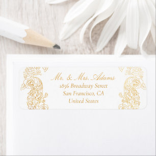Baroque Golden Ornaments Pre-Addressed Return Return Address Label