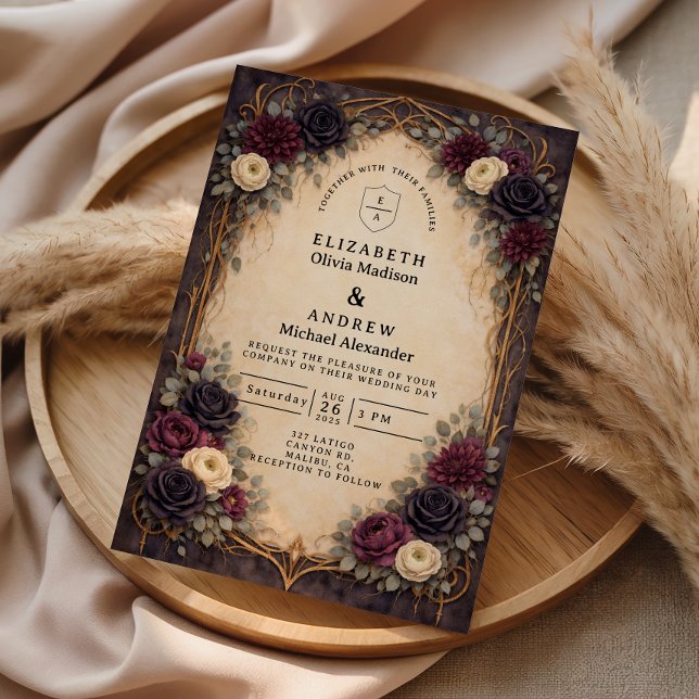 Baroque Gothic Floral Wedding Invitation (Creator Uploaded)