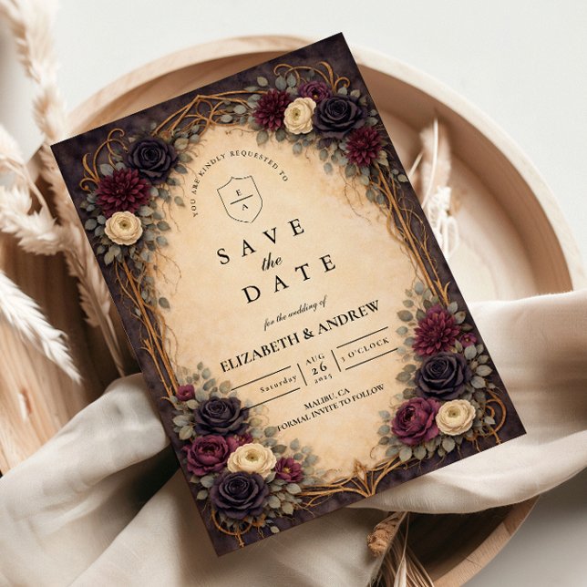 Baroque Gothic Floral Wedding Save The Date (Creator Uploaded)