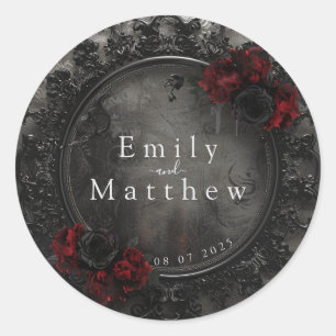 Baroque Gothic Peonies Classic Round Sticker