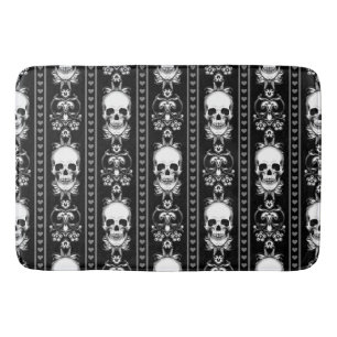 Baroque Gothic Skull Stripe Bath Mat