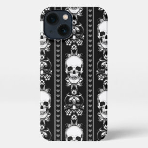 Baroque Gothic Skull Stripe iPhone 13 Case