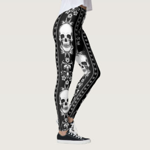 Baroque Gothic Skull Stripe Leggings