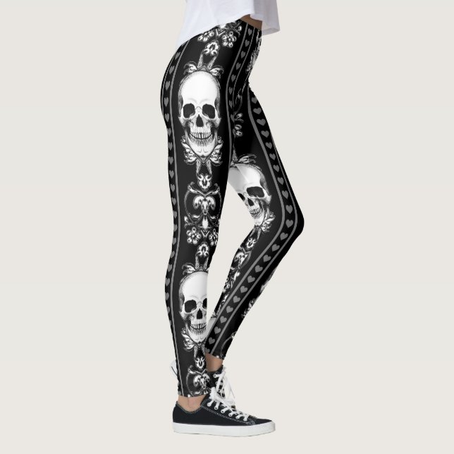 Baroque Gothic Skull Stripe Leggings (Right)