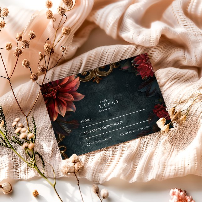 Baroque Gothic Wedding Romance RSVP Card (Creator Uploaded)