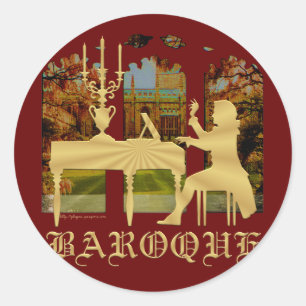 Baroque harpsichord classic round sticker