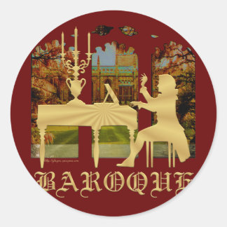 Baroque harpsichord classic round sticker
