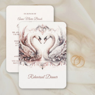 Baroque Heirloom Swan Wedding Rehearsal Dinner Invitation