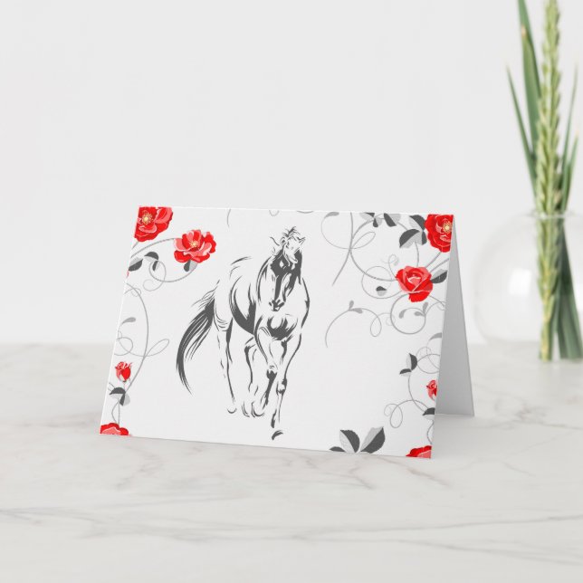 Baroque Horse Greeting Card (Blank) (Front)