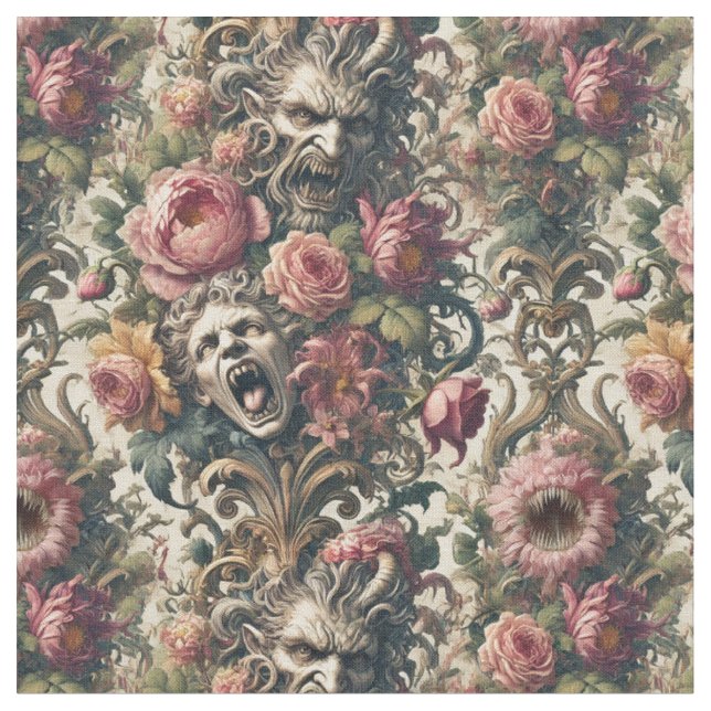 Baroque Hunger Pains – Gothic Classic Tile Fabric (Close Up)