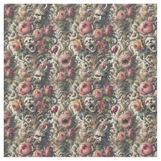 Baroque Hunger Pains – Gothic Victorian Dense Tile Fabric (Close Up)