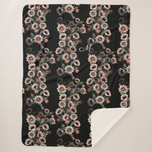 Baroque-Inspired Botanical Soft Pinks and Greens Sherpa Blanket