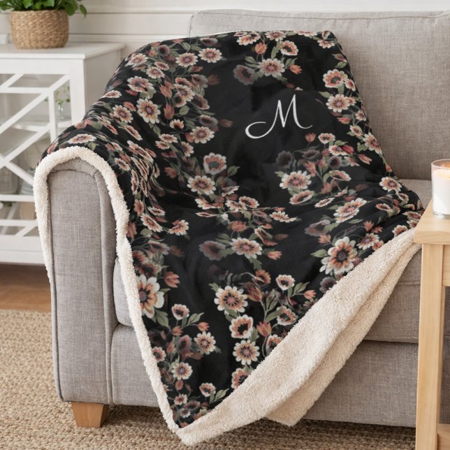 Baroque-Inspired Botanical Soft Pinks and Greens Sherpa Blanket (Creator Uploaded)