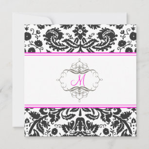 Baroque lace damask/hot pink Invitations