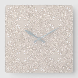 baroque lace pattern square wall clock