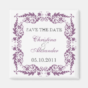 Baroque Leafy Frame Save The Date Magnet