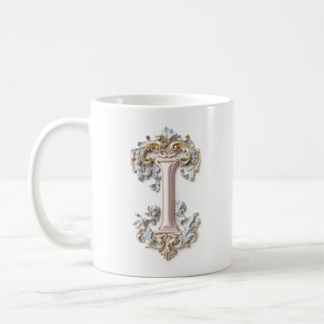 Baroque Letter 'I' Mug for a Coffee Princess (Left)