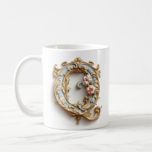 Baroque Letter 'Q' Mug for a Coffee Princess (Left)