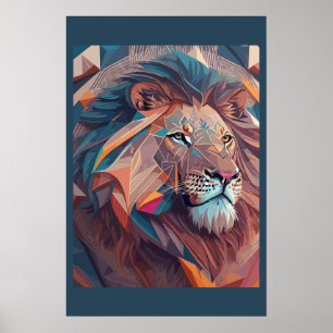 Baroque Lion Head   Geometric Constructivism Art   Poster