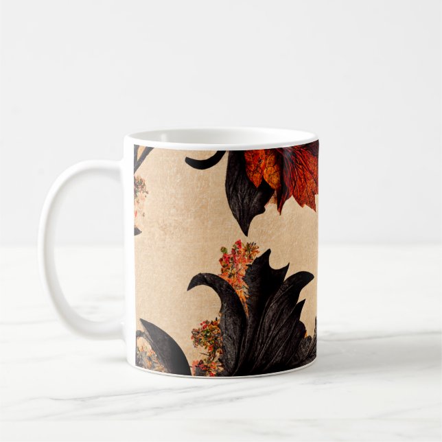 Baroque Maple Leaves Pattern Coffee Mug (Left)