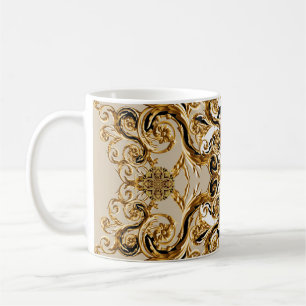 Baroque Meets Leopard: Golden Background Coffee Mug
