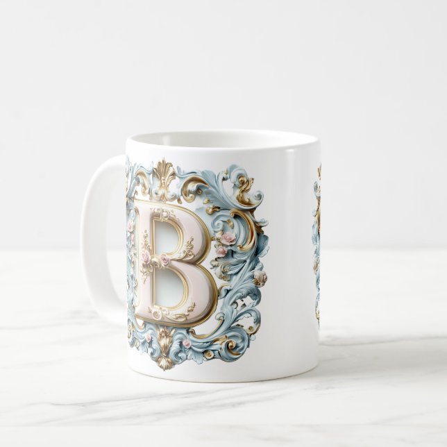 Baroque Monogram 'B' Mug for a Coffee Princess (Front Left)
