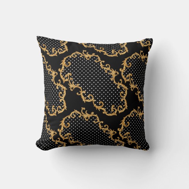 Baroque pattern golden fleece blanket cushion (Front)