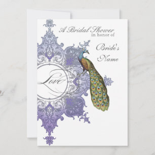 Baroque Peacock Bridal Shower Invite - Lavender