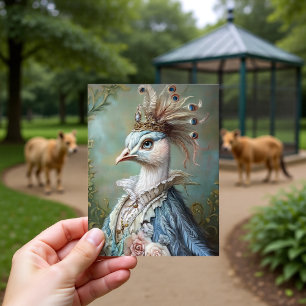 Baroque Peacock Royal Portrait Design Postcard