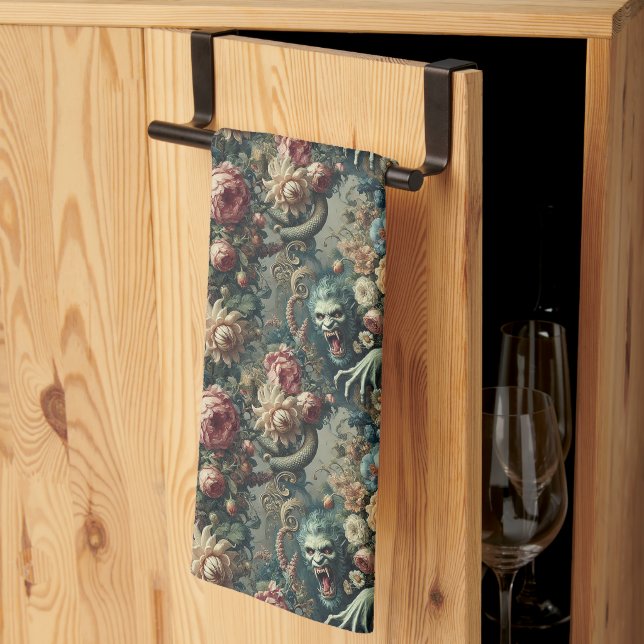 Baroque Peril – Gothic Victorian Tea Towel (Thirds Fold)