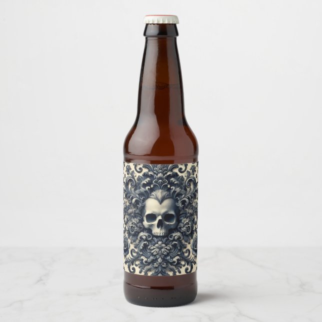 Baroque Punk – Gothic Skull  Beer Bottle Label (Front)