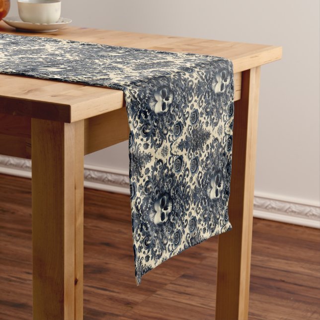 Baroque Punk – Gothic Skull  Short Table Runner (In Situ)