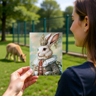 Baroque Rabbit Royal Red Portrait Design Postcard