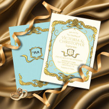 Baroque Regency Faux Gold Blue Wedding