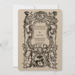 Baroque Rococo 1700's Floral Border With Cherubs Invitation