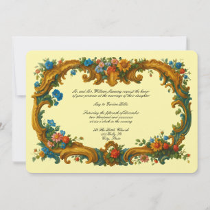 Baroque Rococo Colour Floral Border Invitation