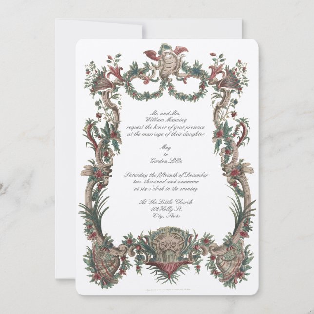 Baroque Rococo François Boucher Cartouche Wedding Invitation (Front)