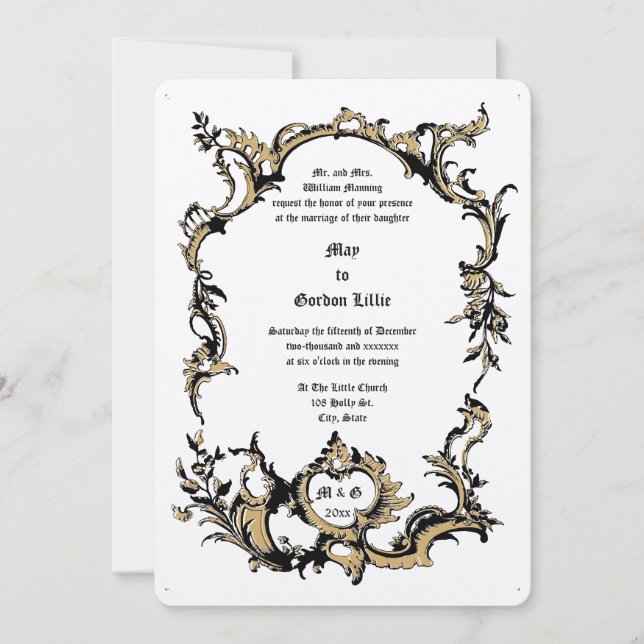 Baroque Rococo Rocaille 18th Century Frame Border Invitation (Front)